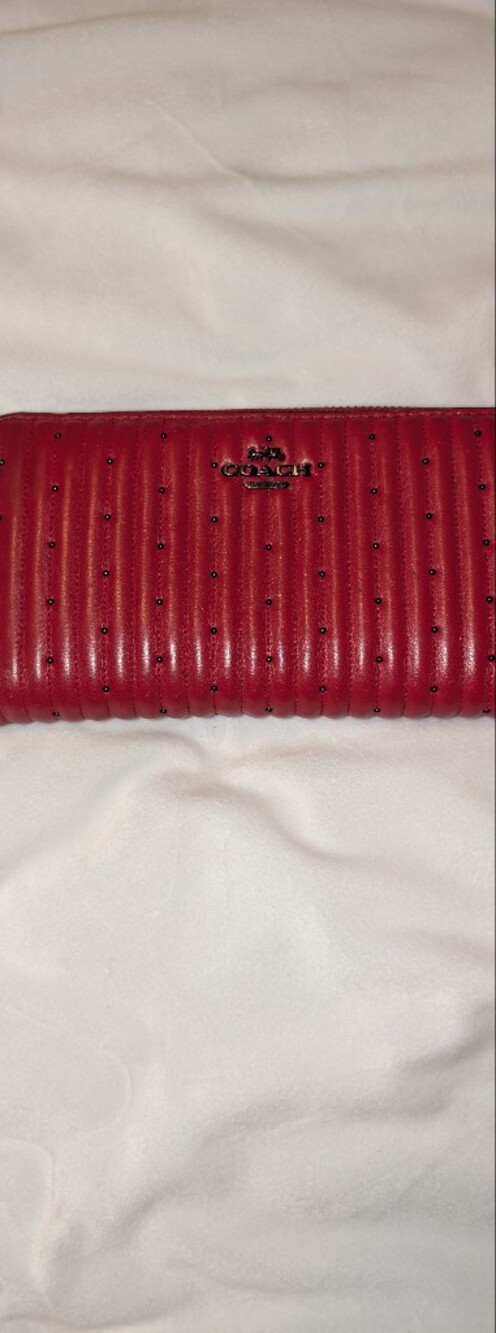 Coach Quilted Zip-Around Wallet Red